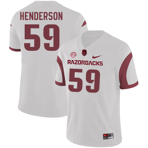 Men #59 Eli Henderson Arkansas Razorbacks College Football Jerseys Sale-White